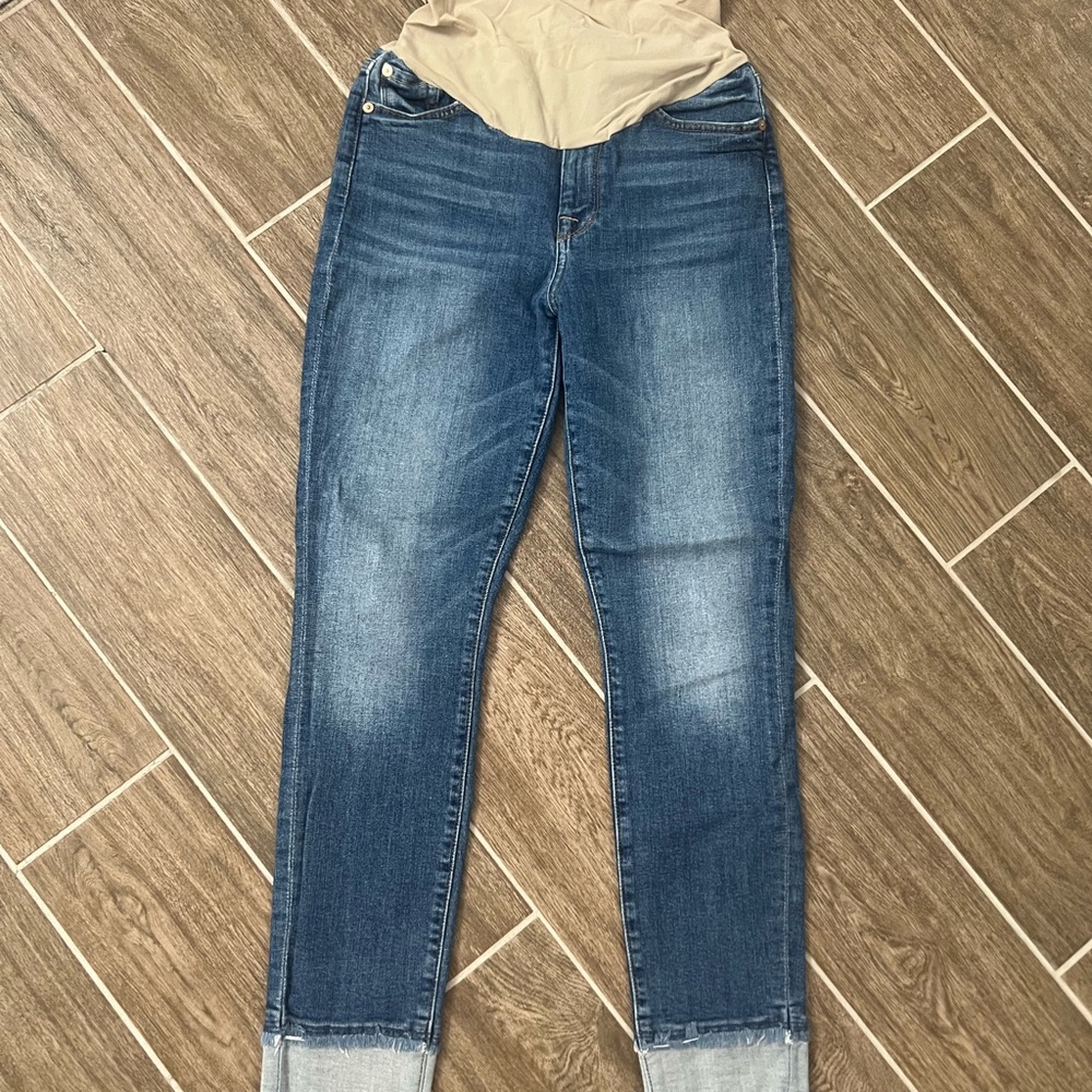 7 for all mankind maternity jeans, size 29 cuffed distressed hem.